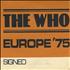 The Who Europe '75 - Orange tour pass European WHOTPEU394308