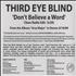 Third Eye Blind Don't Believe A Word CD-R acetate US 3EBCRDO486892