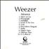 Weezer Advance CD-R acetate US WEECRAD255420