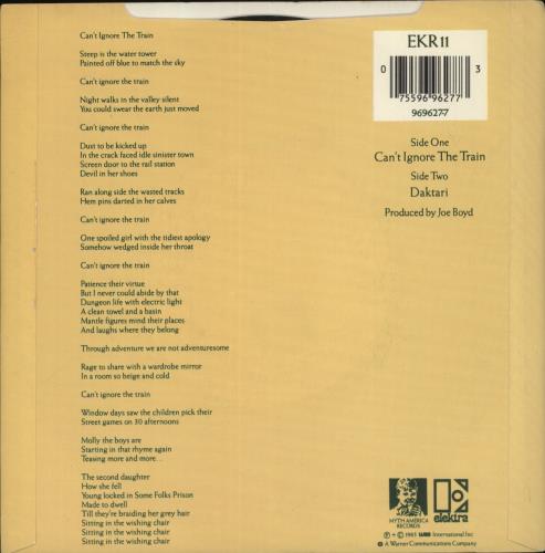 10,000 Maniacs Can't Ignore The Train 7" vinyl single (7 inch record / 45) UK 10007CA46533