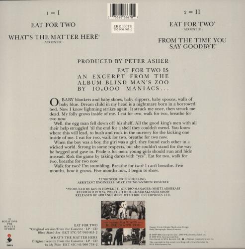 10,000 Maniacs Eat For Two 10" vinyl single (10 inch record) UK 10010EA44237