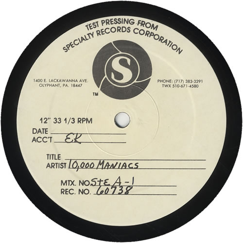10,000 Maniacs In My Tribe - Test Pressing vinyl LP album (LP record) US 100LPIN498485