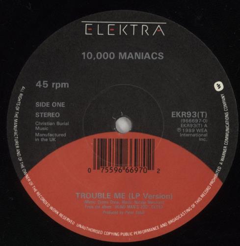 10,000 Maniacs Trouble Me 12" vinyl single (12 inch record / Maxi-single) UK 10012TR69560