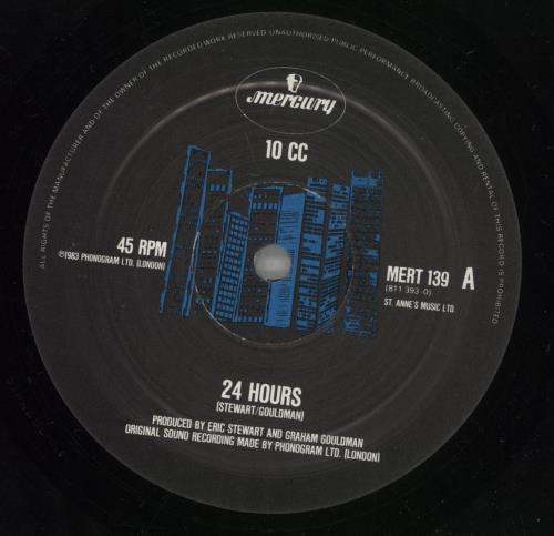 10cc 24 Hours 10" vinyl single (10 inch record) UK 10C10HO160527