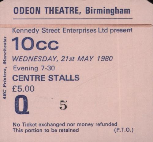 10cc Are You There - EX - Ticket Stub tour programme UK 10CTRAR836065