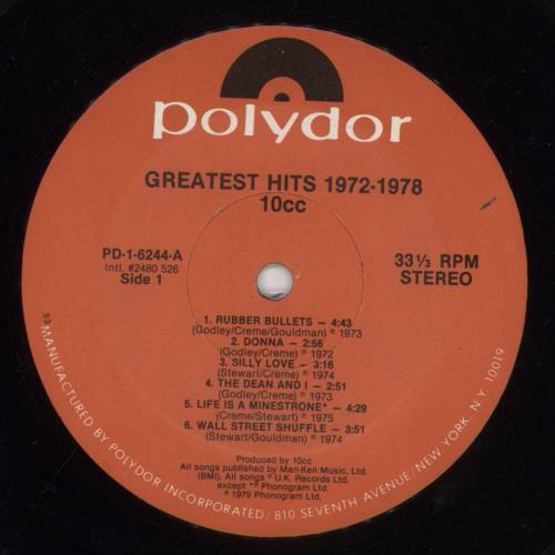 10cc Greatest Hits 1972-1978 - Gold stamp vinyl LP album (LP record) US 10CLPGR856410