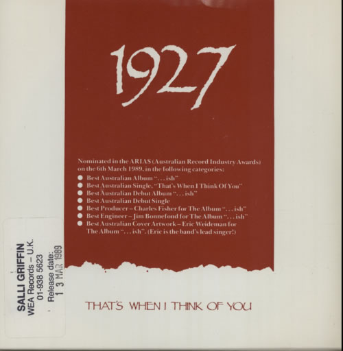 1927 That's When I Think Of You 7" vinyl single (7 inch record / 45) UK 19207TH604791