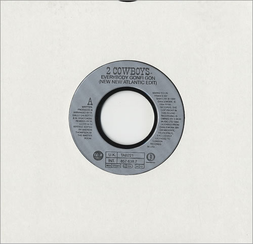 2 Cowboys Everybody Gonfi Gon (New New Atlantic Edit) 7" vinyl single (7 inch record / 45) French TWC07EV458993