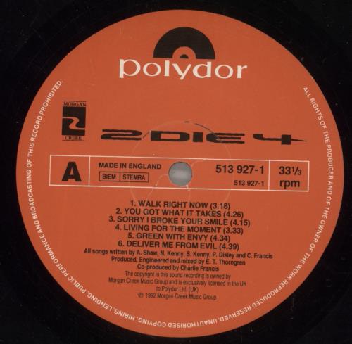 2 Die 4 2 Die 4 vinyl LP album (LP record) UK 4GBLPDI887874