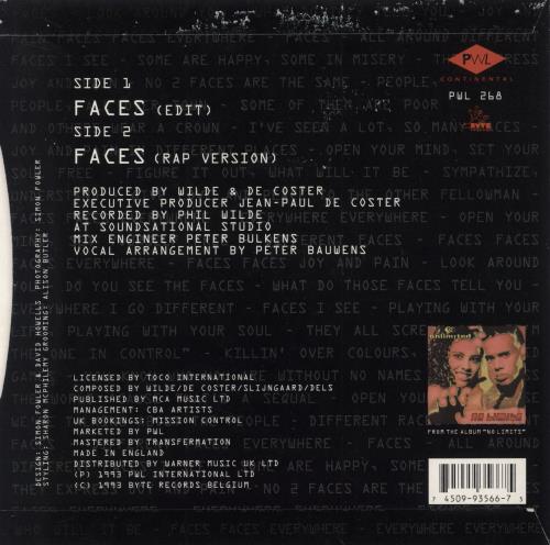 2 Unlimited Faces 7" vinyl single (7 inch record / 45) UK 2UN07FA795567