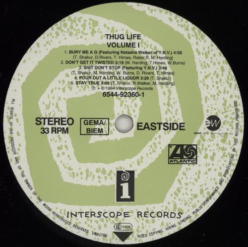 2Pac Thug Life Volume 1 - 1st vinyl LP album (LP record) German 2PCLPTH754059