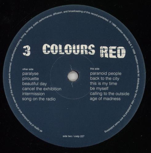 3 Colours Red Revolt vinyl LP album (LP record) UK 3CRLPRE627923