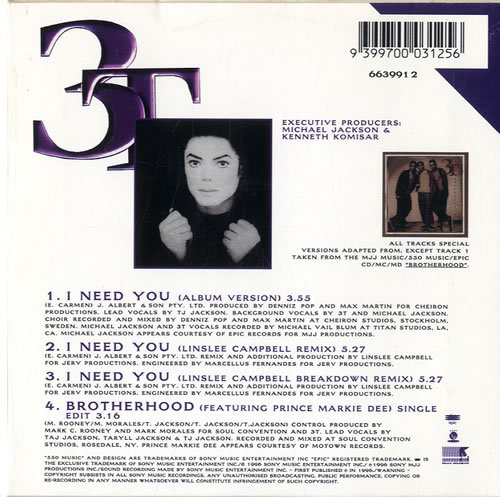 3T I Need You CD single (CD5 / 5") Australian 3-TC5IN78402