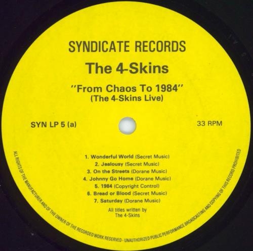 4-Skins From Chaos To 1984 vinyl LP album (LP record) UK 4-SLPFR809896