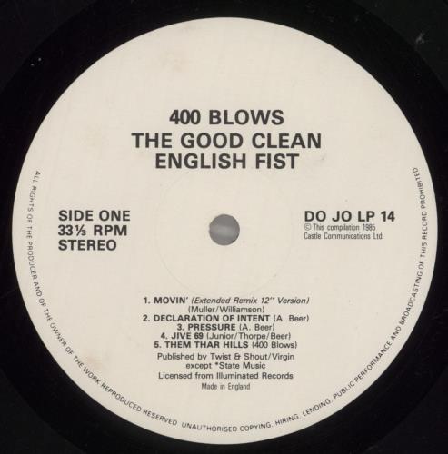 400 Blows The Good Clean English Fist vinyl LP album (LP record) UK 400LPTH504077