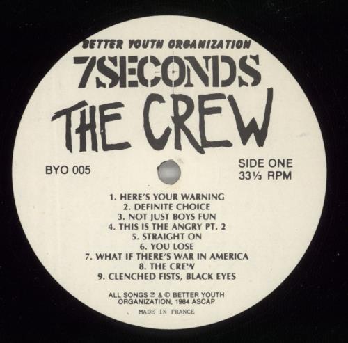 7 Seconds The Crew - Red Text - EX vinyl LP album (LP record) US 7ASLPTH874371