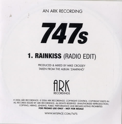 747s Rainkiss CD-R acetate UK 747CRRA478554