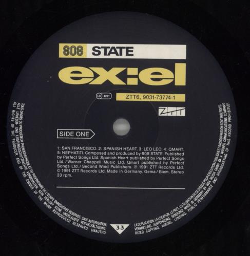808 State ex:el vinyl LP album (LP record) UK 808LPEX710430