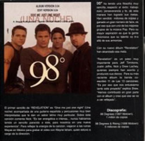 98 Degrees Give Me Just One Night CD single (CD5 / 5") Mexican 98OC5GI167458
