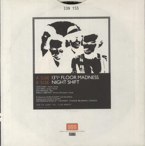 999 13th Floor Madness 7" vinyl single (7 inch record / 45) UK 99907TH858050