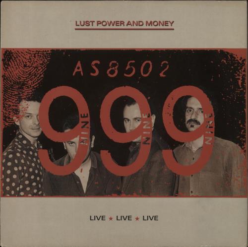 999 Lust Power And Money vinyl LP album (LP record) UK 999LPLU860045