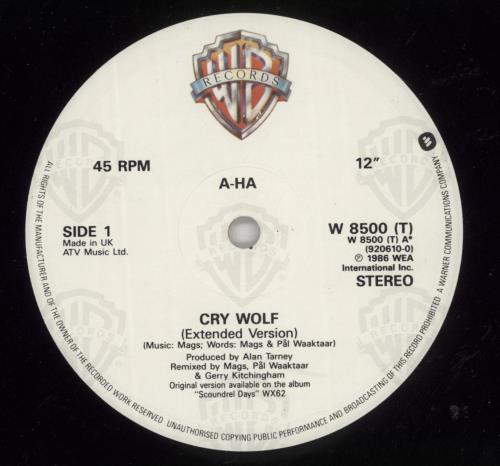 A-Ha Cry Wolf 12" vinyl single (12 inch record / Maxi-single) UK AHA12CR38408