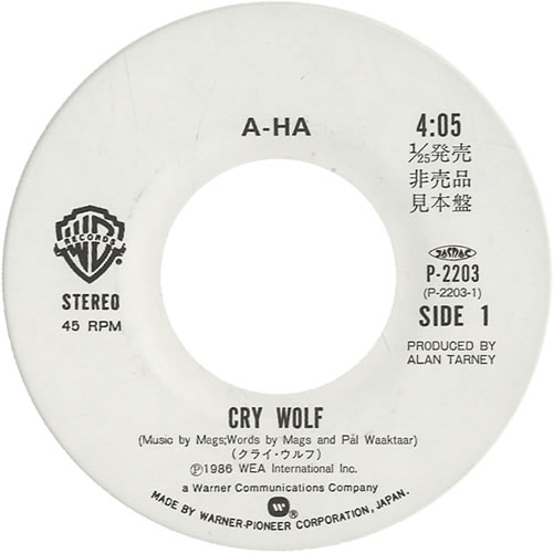 A-Ha Cry Wolf 7" vinyl single (7 inch record / 45) Japanese AHA07CR97052