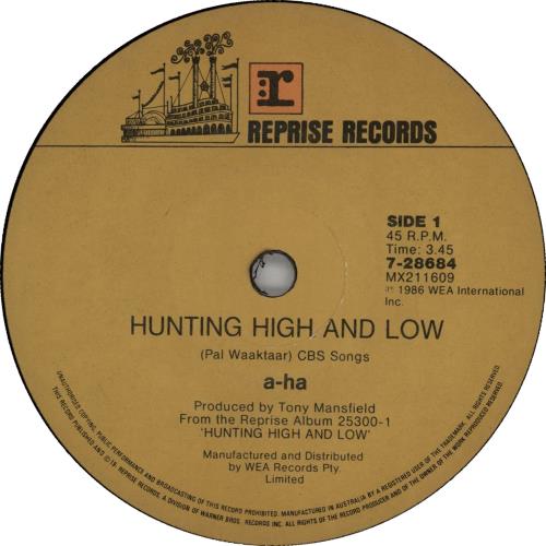 A-Ha Hunting High And Low 7" vinyl single (7 inch record / 45) Australian AHA07HU28389