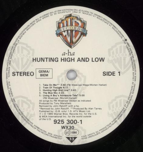 A-Ha Hunting High And Low vinyl LP album (LP record) UK AHALPHU578970