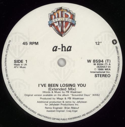 A-Ha I've Been Losing You 12" vinyl single (12 inch record / Maxi-single) UK AHA12IV15218