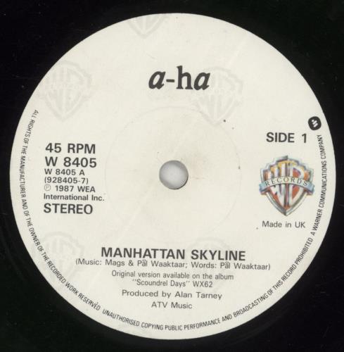 A-Ha Manhattan Skyline 7" vinyl single (7 inch record / 45) UK AHA07MA38394