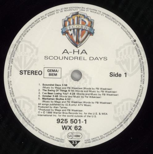 A-Ha Scoundrel Days - VG Sleeve vinyl LP album (LP record) UK AHALPSC889807