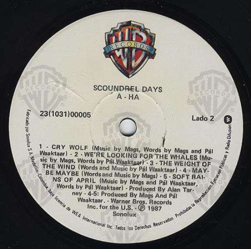 A-Ha Scoundrel Days vinyl LP album (LP record) Colombian AHALPSC358842