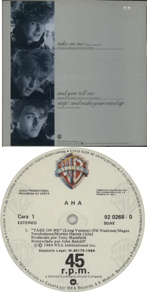 A-Ha Take On Me (Long Version) 12" vinyl single (12 inch record / Maxi-single) Spanish AHA12TA594940