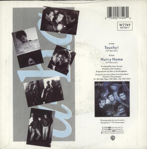 A-Ha Touchy! 7" vinyl single (7 inch record / 45) UK AHA07TO750263