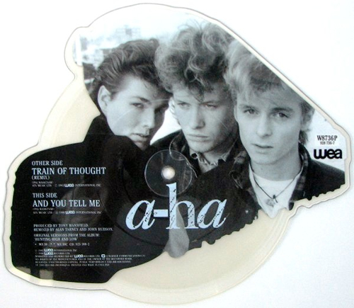 A-Ha Train Of Thought shaped picture disc (picture disc vinyl record) UK AHASHTR03667