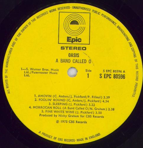 A Band Called O Oasis + Insert vinyl LP album (LP record) UK =O=LPOA445319