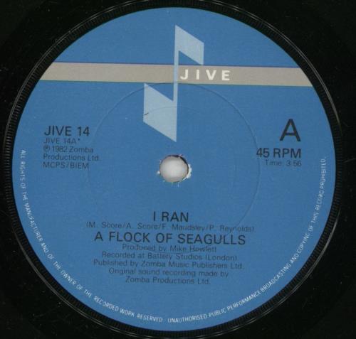 A Flock Of Seagulls I Ran 7" vinyl single (7 inch record / 45) UK FLK07IR183390