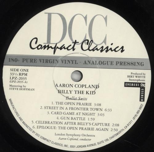 Aaron Copland Billy The Kid (Suite From Ballet) / Statements For Orchestra - 180gm vinyl LP album (LP record) US APJLPBI851603