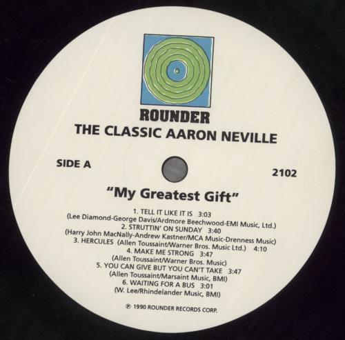 Aaron Neville The Classic Aaron Neville "My Greatest Gift" vinyl LP album (LP record) US AARLPTH858574