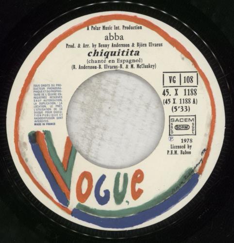 Abba Chiquitita 7" vinyl single (7 inch record / 45) French ABB07CH78948