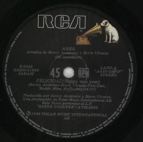 Abba Felicidad (En Castellano) 7" vinyl single (7 inch record / 45) Argentinean ABB07FE224014