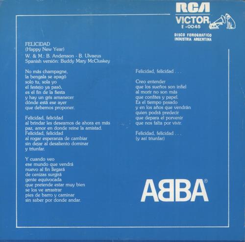 Abba Felicidad (En Castellano) 7" vinyl single (7 inch record / 45) Argentinean ABB07FE224014