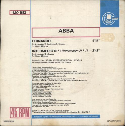 Abba Fernando 7" vinyl single (7 inch record / 45) Spanish ABB07FE443166