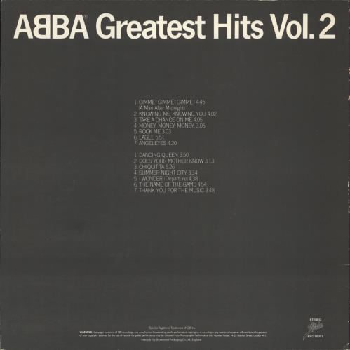 Abba Greatest Hits Vol. 2 vinyl LP album (LP record) UK ABBLPGR300219