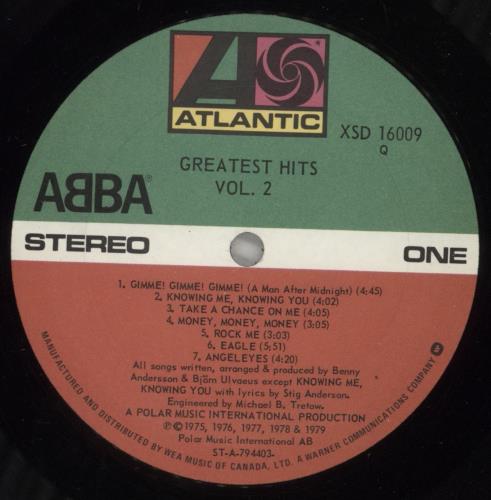 Abba Greatest Hits Vol. 2 vinyl LP album (LP record) Canadian ABBLPGR745800