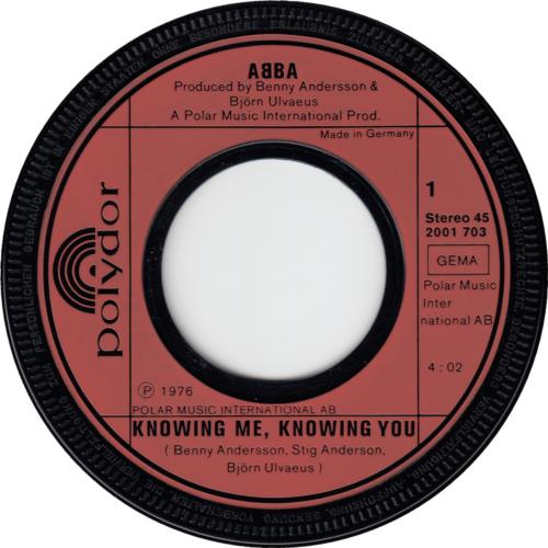 Abba Knowing Me Knowing You - EX 7" vinyl single (7 inch record / 45) German ABB07KN56445