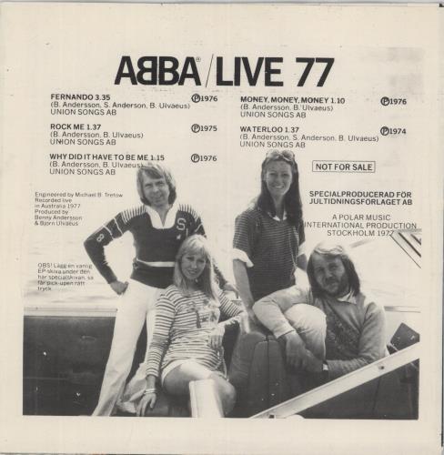 Abba Live 77 - Gold Flexi 7" vinyl single (7 inch record / 45) Swedish ABB07LI52929