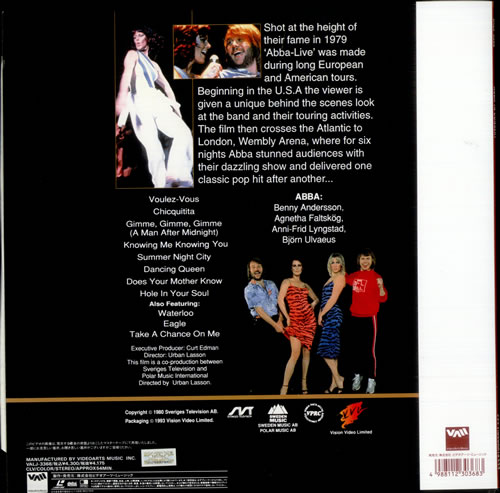 Abba Live In Concert laserdisc / lazerdisc Japanese ABBLZLI313663