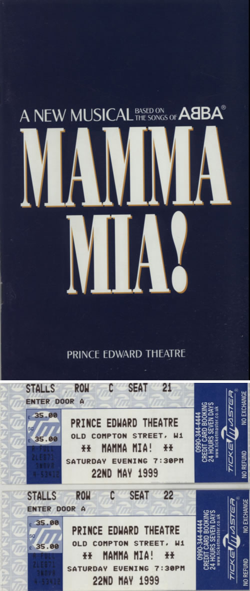 Abba Mamma Mia! - Two Programmes & Ticket Stubs tour programme UK ABBTRMA593899
